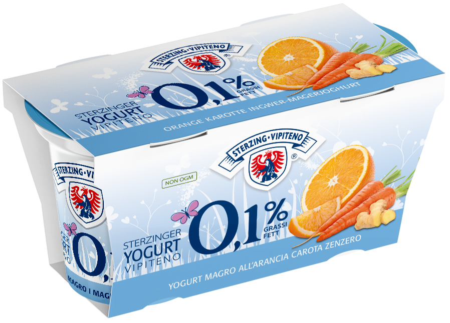 Sterzinger Magermilchjoghurt 0,1% - 125gx2 - Orange/Karotte/Ingwer