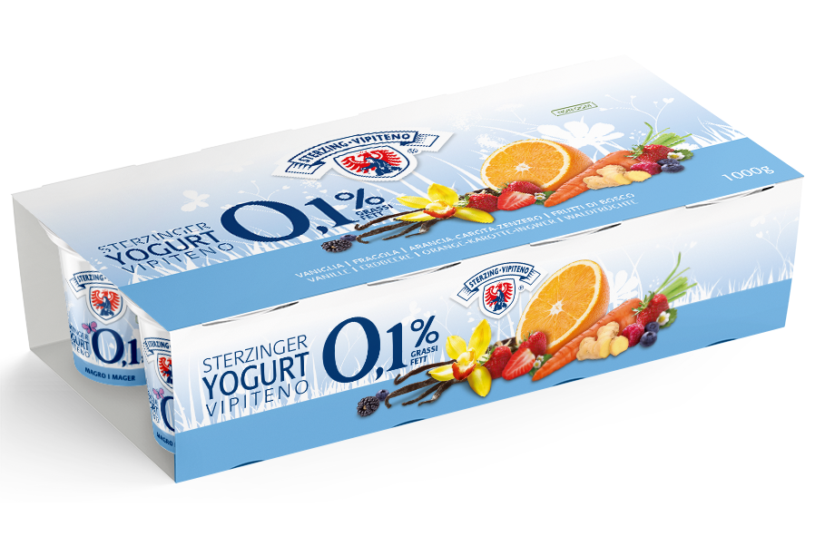 Magerjoghurt 0,1% - 125g x 8 - Vanille | Erdbeere | Orange/Karotte/Ingwer | Waldfrucht