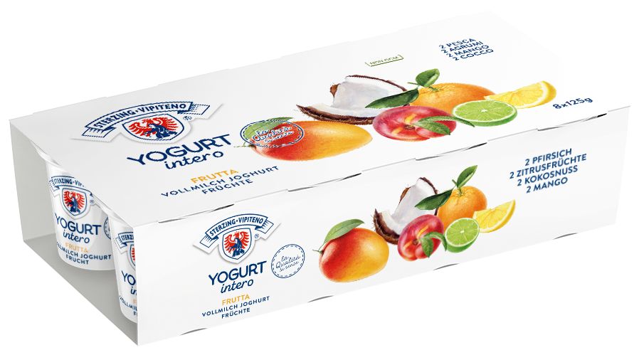 VOLLMILCHJOGHURT - 125G X 8 - MANGO | KOKOS | ZITRUSFRÜCHTE | PFIRSICH – GLUTENFREI