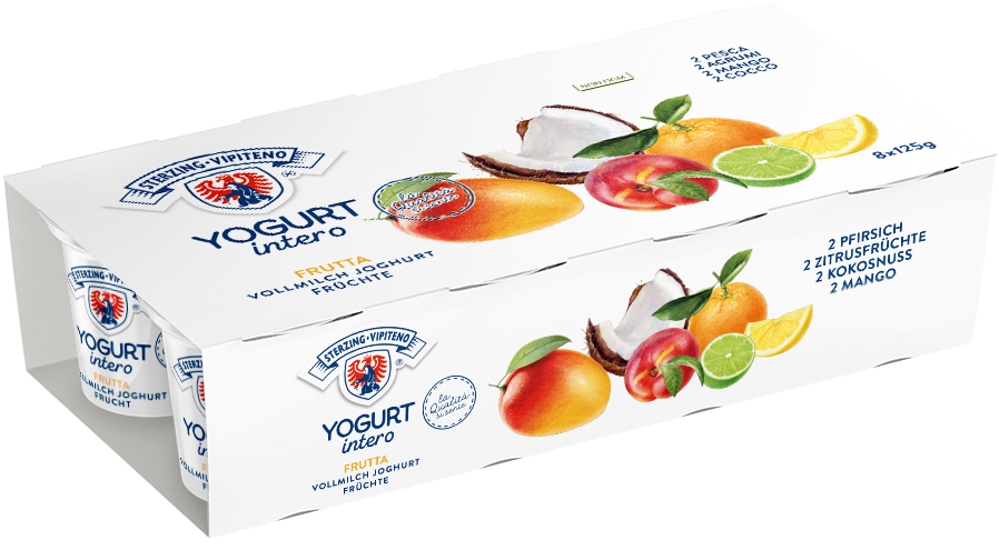 VOLLMILCHJOGHURT - 125G X 8 - MANGO | KOKOS | ZITRUSFRÜCHTE | PFIRSICH – GLUTENFREI
