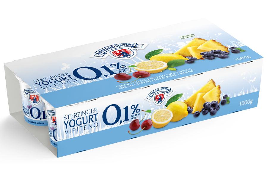 Magermilchjoghurt 0,1% - 125g x 8 - Kirsch | Zitrone | Heidelbeer | Ananas