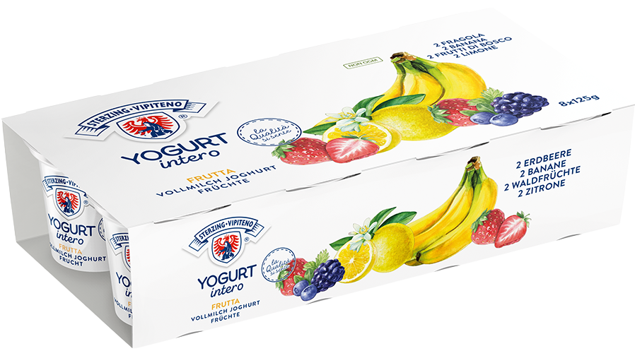 Vollmilchjoghurt - 125g x 8 - Zitrone | Erdbeer | Waldfrüchte | Banane