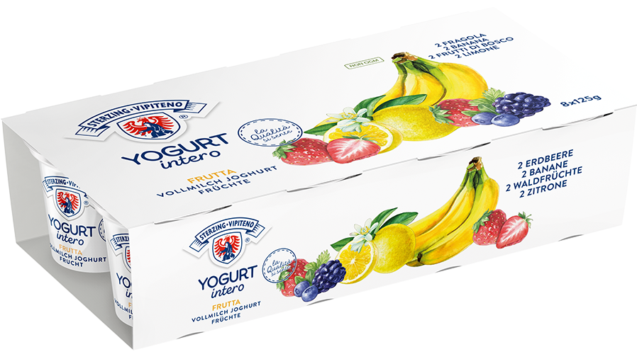 Vollmilchjoghurt - 125g x 8 - Zitrone | Erdbeer | Waldfrüchte | Banane