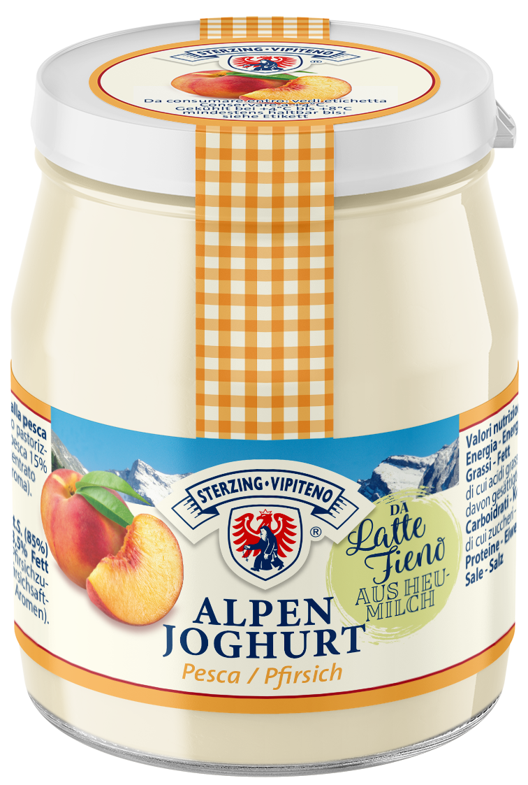 Alpenjoghurt Glas aus Heumilch g.t.S. - 150g - Pfirsich