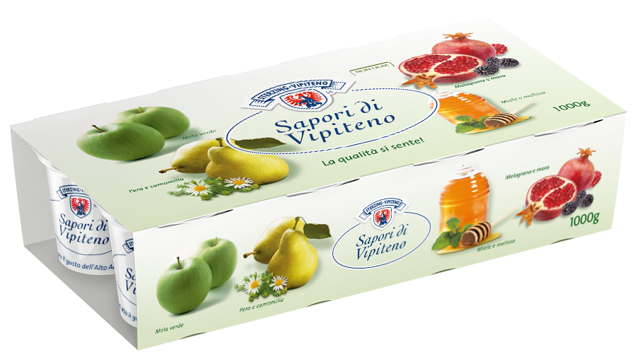 Joghurt Sterzinger Köstlichkeiten - 125g x 8 - Honig-Melisse | Birne-Kamille | Grüner Apfel | Granatapfel – Brombeere
